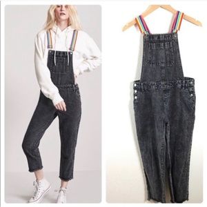 Laser kitten x forever 21 rainbow overalls Size L
